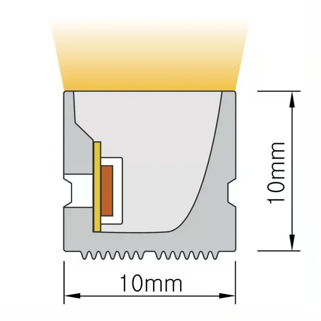 NS-S1010 Neon Flex méretezett keresztmetszeti ábrája, 10 × 10 mm.