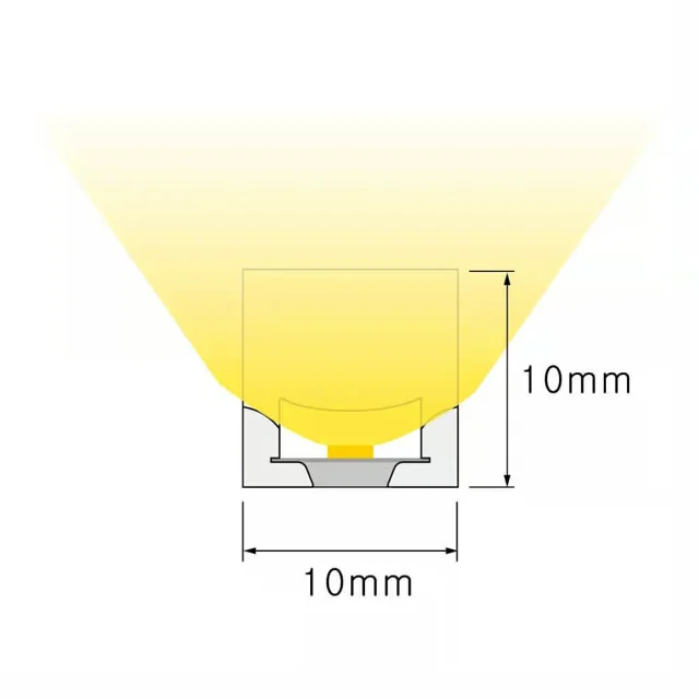 NS-T1010 Neon Flex méretezett keresztmetszeti ábrája, 10 × 10 mm.